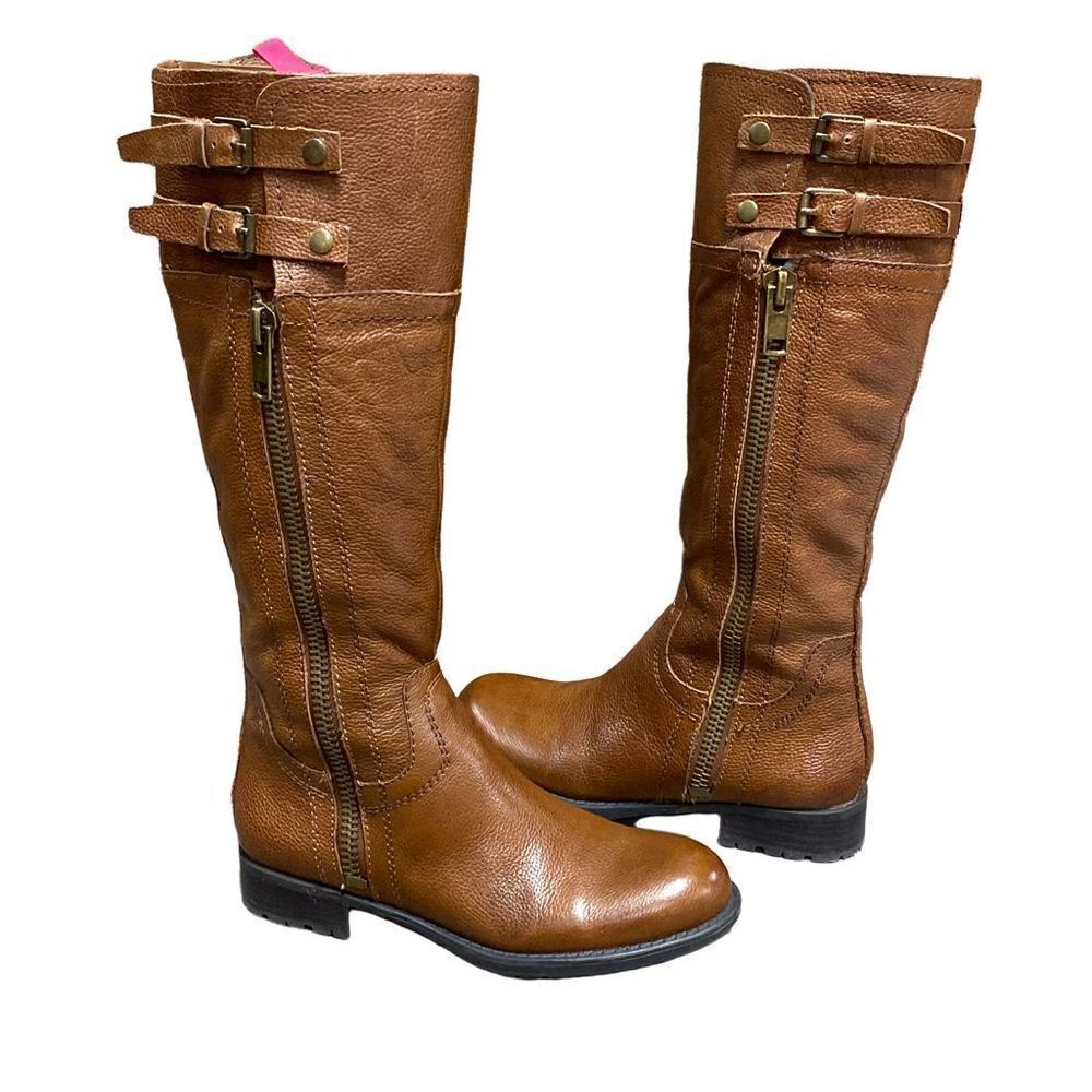 Franco Sarto Pebbled Tan Leather Tall Riding Boot Size 6.5